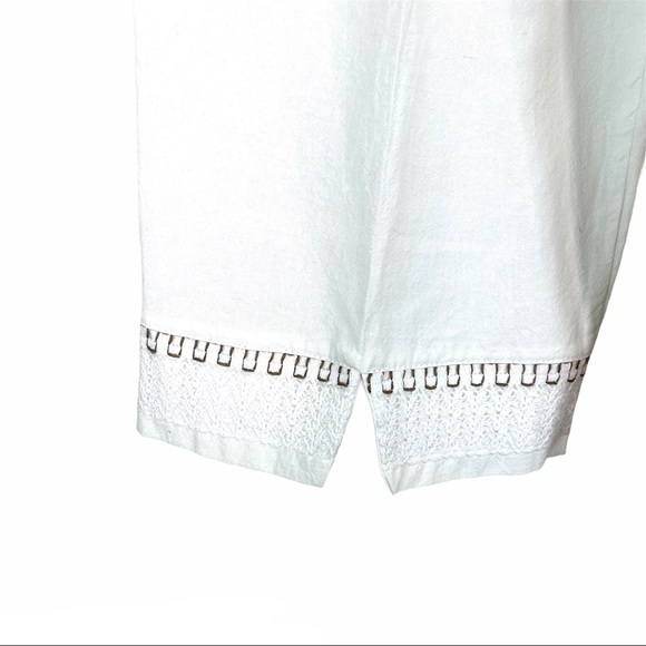 NWT La Rueca White Wide Leg Pull On Cropped Pants - Picture 6 of 12